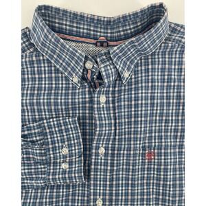 Ariat Pro Series Button Down Shirt Men's Long Sleeve White Blue Plaid Size XL